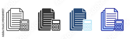 Accounting Icon Set. Designed In Multi Style