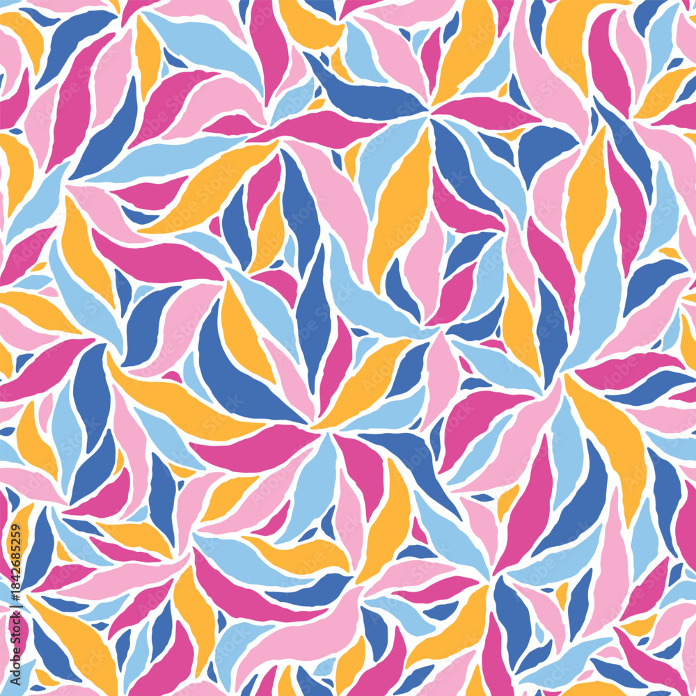 Fototapeta premium Abstract colorful batik floral seamless pattern. Vector illustration flat design background. 