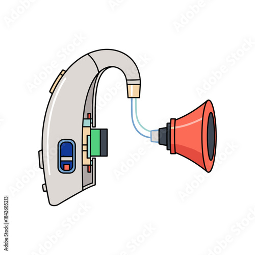 Modern hearing aid device with advanced technology for improved hearing assistance.