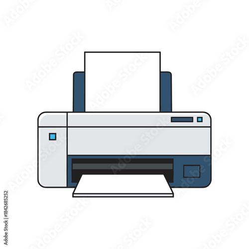 Modern Inkjet Printer with Paper Ready for Printing Documents.
