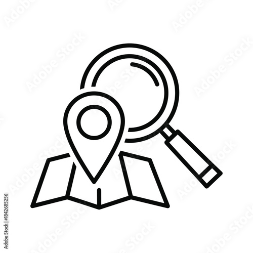 Location search with map and magnifying glass