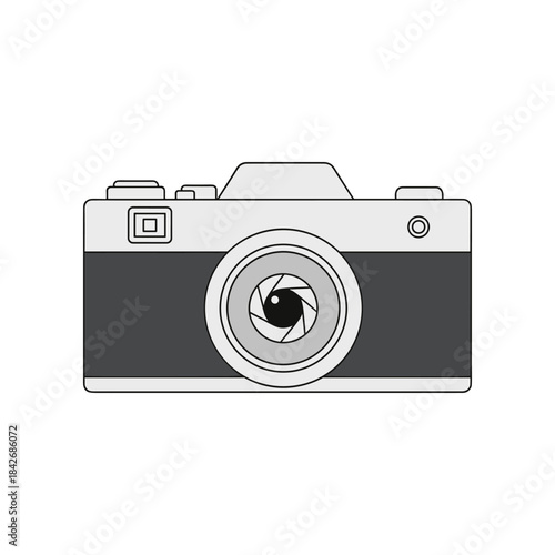 Retro Camera Illustration Minimalist Design.