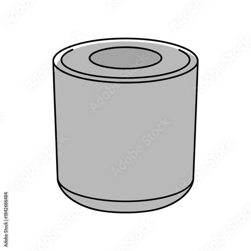 Simple gray cylinder object with a hole on top.