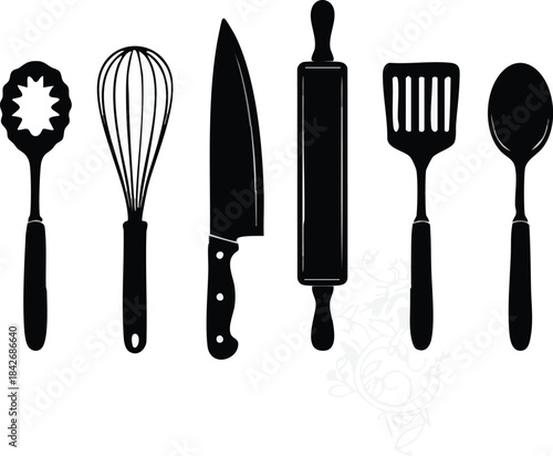 Silhouette Kitchen Utensils Cooking Tools for Culinary Creations