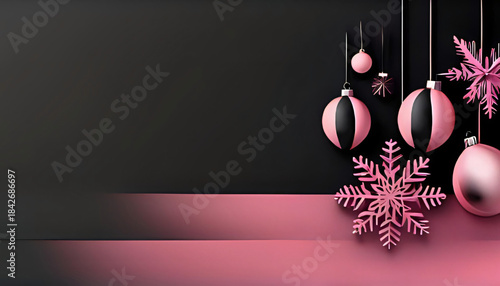 Elegant Website Header in Black and Pink with Hanging Elements - UX UI Template