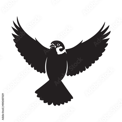Flying sparrow silhouette vector illustration bird icon black
