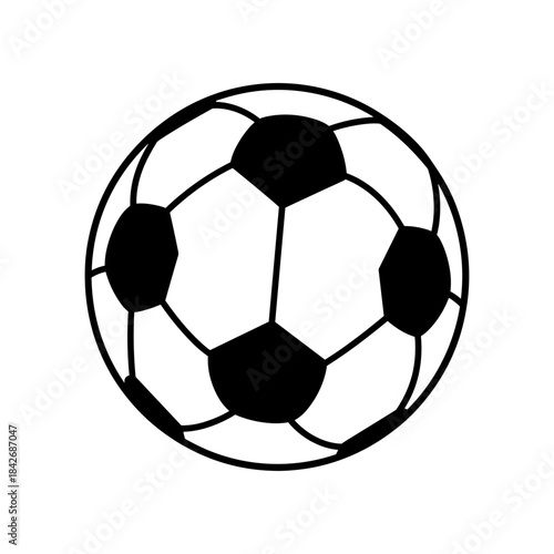 Soccer ball illustration black and white design for sports games.