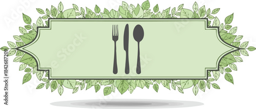 Elegant Dining Label with Botanical Accents A Refined Design for Food and Beverage Services