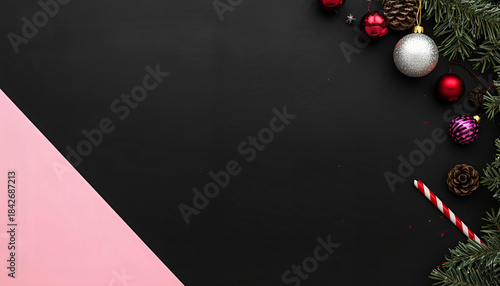 Greeting Card in Pink and Black with Suspended Stars - Invitation Layout