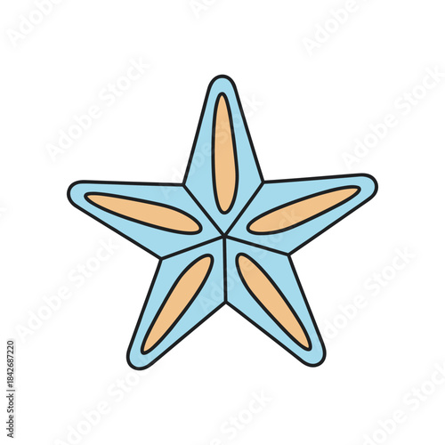 Stylized Blue Starfish Illustration with Orange Accents.