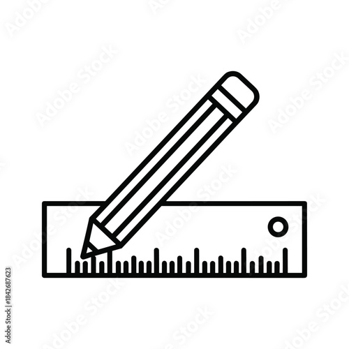 Pencil drawing on ruler
