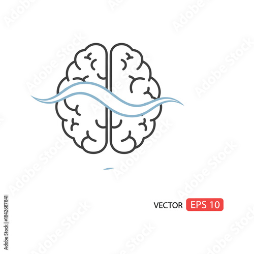 Brain illustration with wavy line across hemispheres