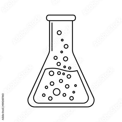 Laboratory erlenmeyer flask with bubbles