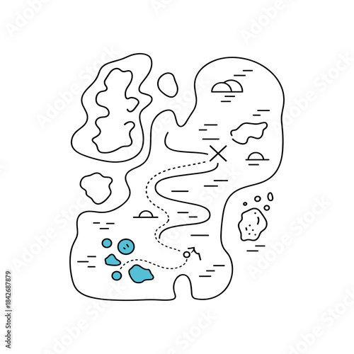 Treasure Map with X Marks the Spot and Islands.