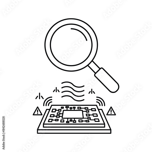 Inspecting microchip with magnifying glass