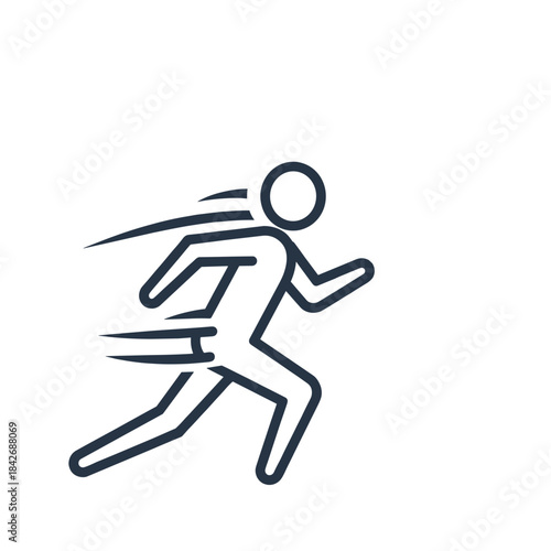 Person running quickly with motion lines