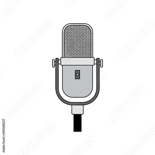 Vintage Microphone Icon for Audio Recording and Broadcasting.