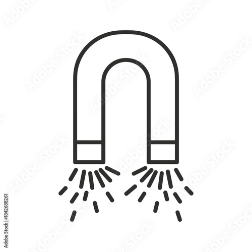 Magnet attracting iron filings illustration
