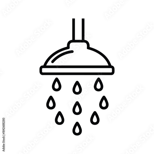 Simple line art illustration of a shower head