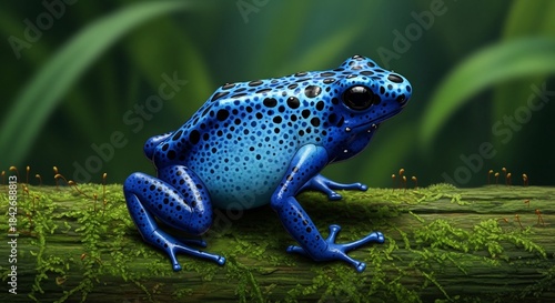 Azure Amphibian - A Vibrant Blue Poison Dart Frog.