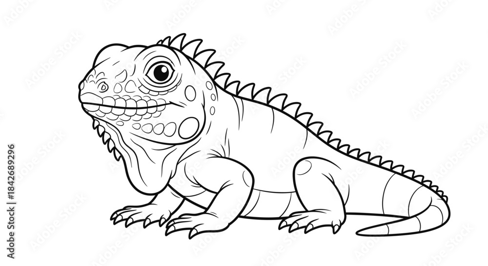 Fototapeta premium Detailed line drawing of an iguana