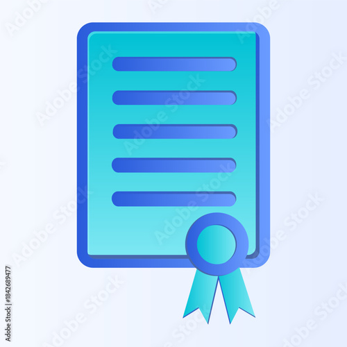 Blue certificate with ribbon symbolizing achievement and recognition.