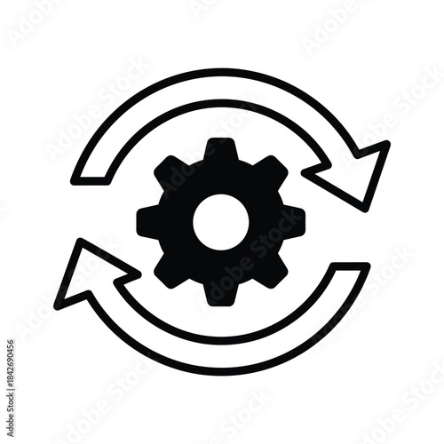 Gear icon with circular arrows indicating rotation or refresh