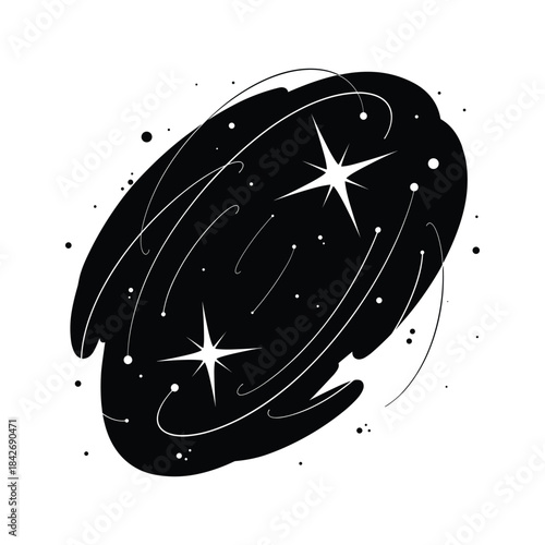 Stylized galaxy with stars and cosmic dust
