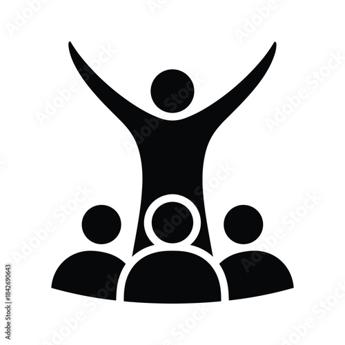 Leader standing on team members shoulders