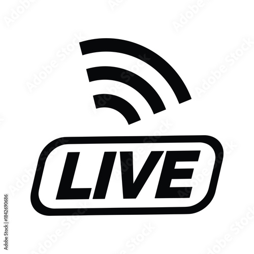 Live streaming logo with wi-fi symbol