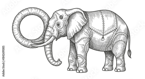 Detailed Hand Drawn Elephant Illustration