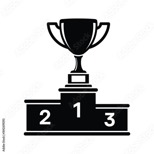 Trophy on podium for first place winner