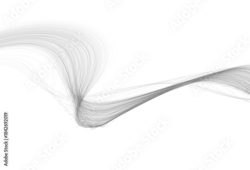 Abstract flowing grey lines creating a dynamic wave pattern on a clean white background, conveying motion and elegance.