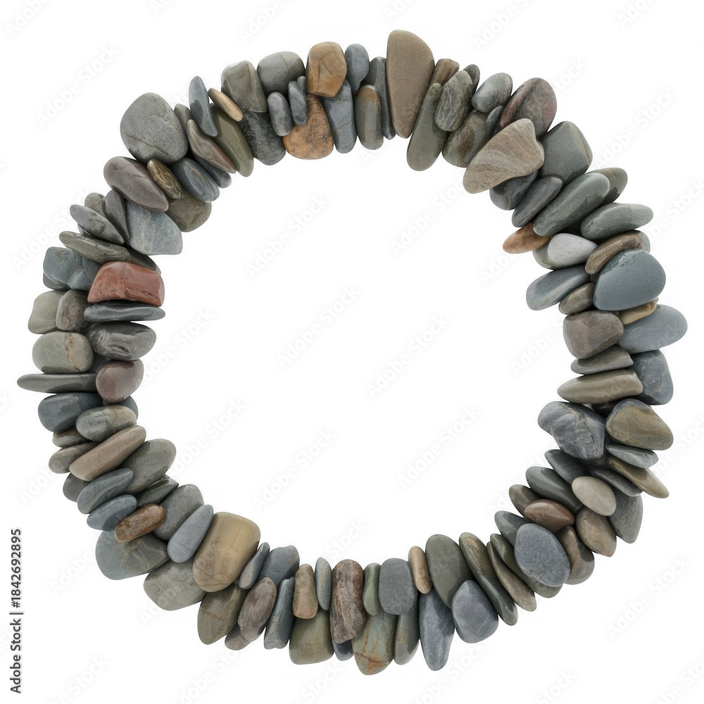 Obraz premium Circle of smooth river rocks isolated on a transparent background stones pebbles