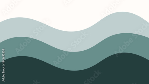 Abstract green wave lines art background smooth curves vector pattern