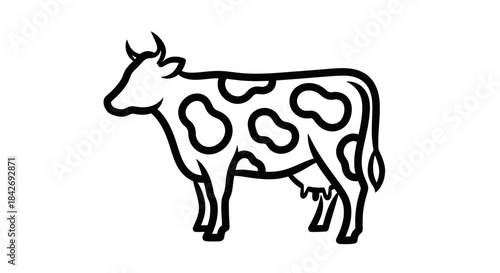 Simple Line Art Cow Illustration
