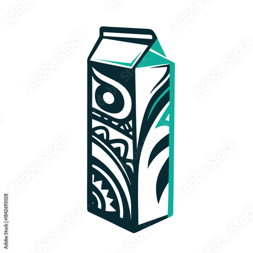 Decorative Beverage Carton with Polynesian Style Abstract Pattern