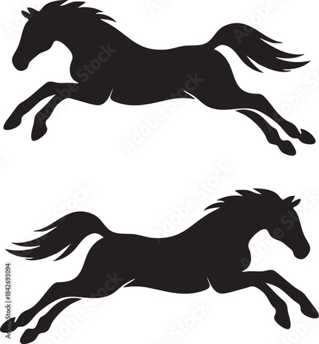 Dynamic Black Racing Horse