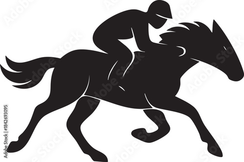 Dynamic Black Racing Horse