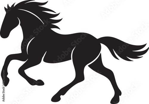 Dynamic Black Racing Horse