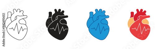 Heart Attack Icon Set Multiple Style Collection. Vector illustration.