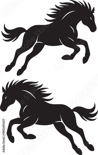 Dynamic Black Racing Horse