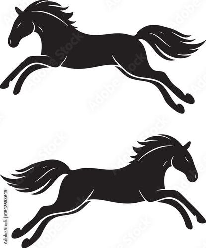 Dynamic Black Racing Horse