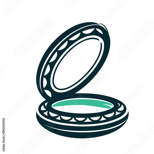 Open Makeup Compact Mirror with Decorative Pattern Vector