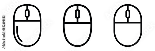 wireless mouse outline stroke vector icon set. black color and white background