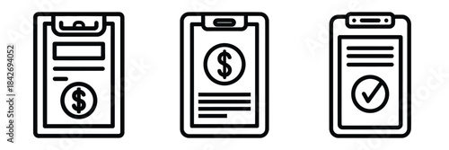 business security outline stroke vector icon set. black color and white background