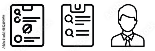 business strategy outline stroke vector icon set. black color and white background