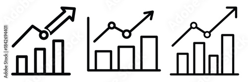 digital analytics outline stroke vector icon set. black color and white background