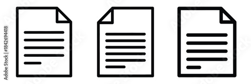 document approval outline stroke vector icon set. black color and white background