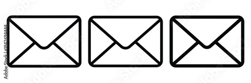 email notification outline stroke vector icon set. black color and white background